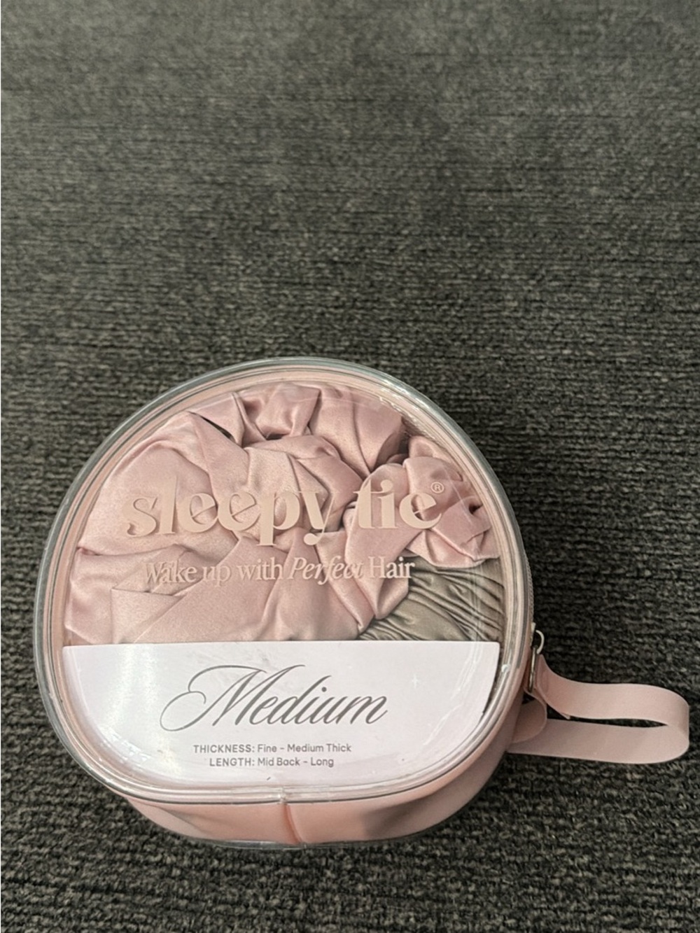 Sleepy tie Medium Satin Hair tie in Blush Pink with Travel Case